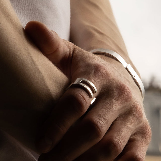 bague homme argent large u-must