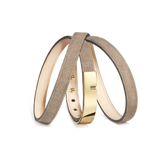 bracelet interchangeable femme cuir suede or