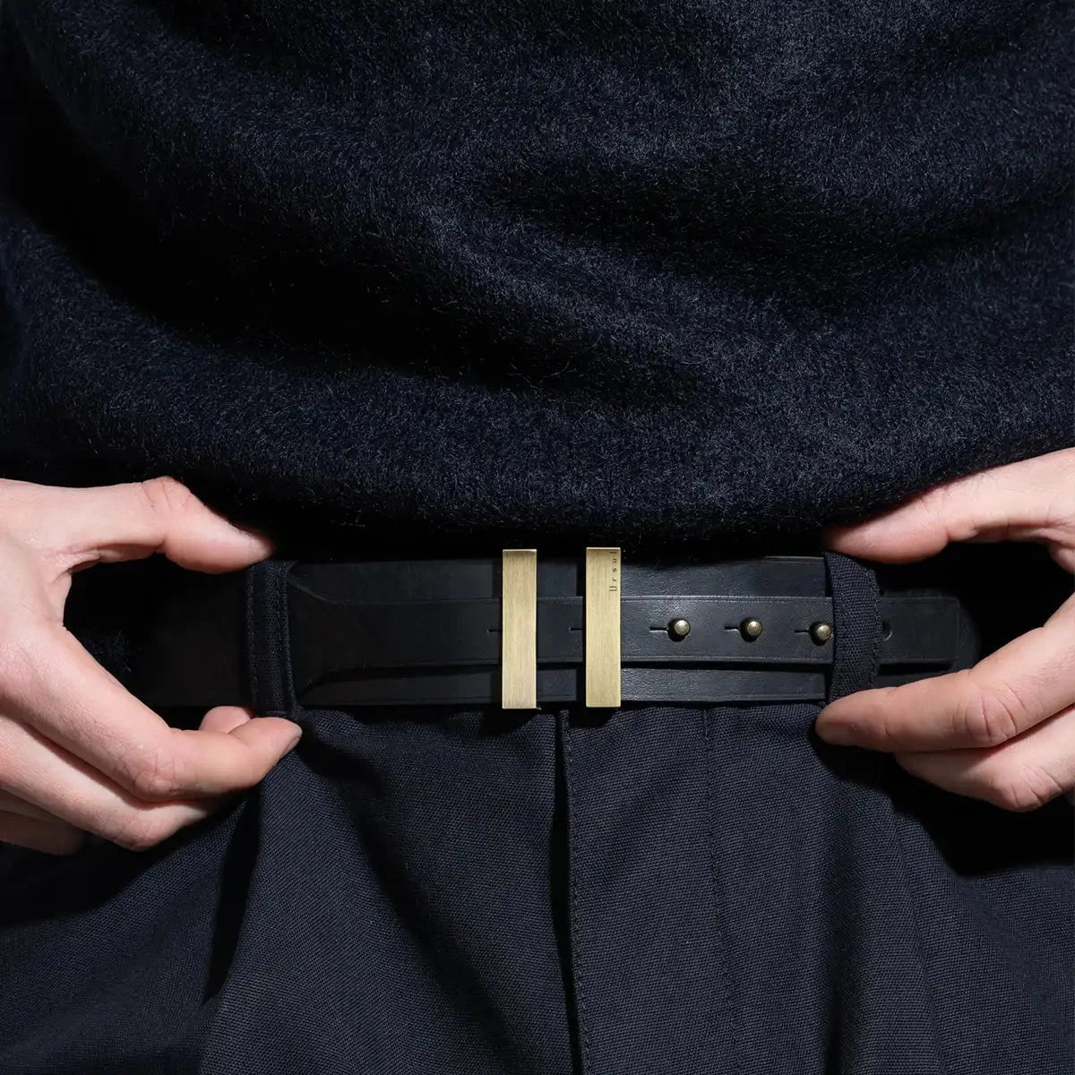 ceinture cuir noir vieilli homme boucle laiton