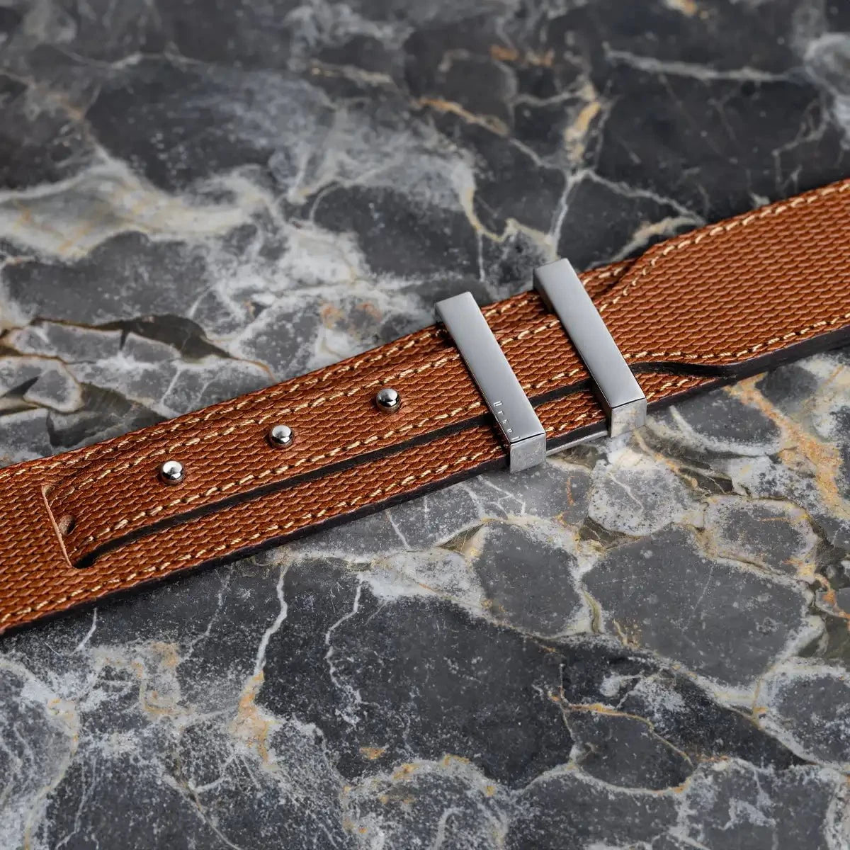 Ceinture cuir motif diamant fauve | SPARTIATE.34