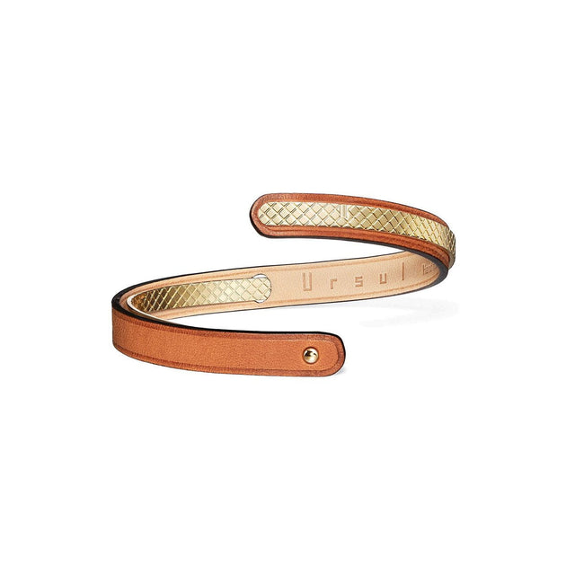 bracelet cuir femme luxe camel or