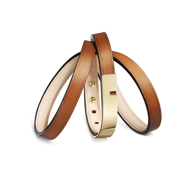 Bracelet cuir camel femme | U'TURN TRIPLE