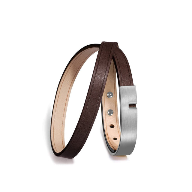 Bracelet cuir  marron double | U-TURN TWICE