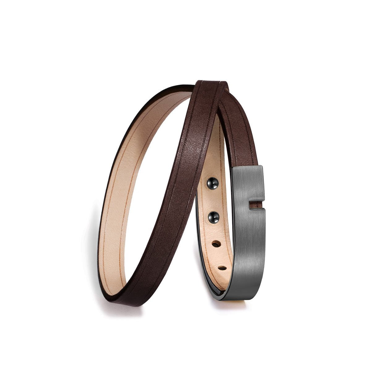 Bracelet cuir marron double | U-TURN TWICE