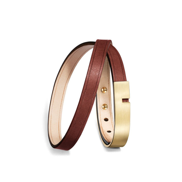 Bracelet cuir  marron double | U-TURN TWICE