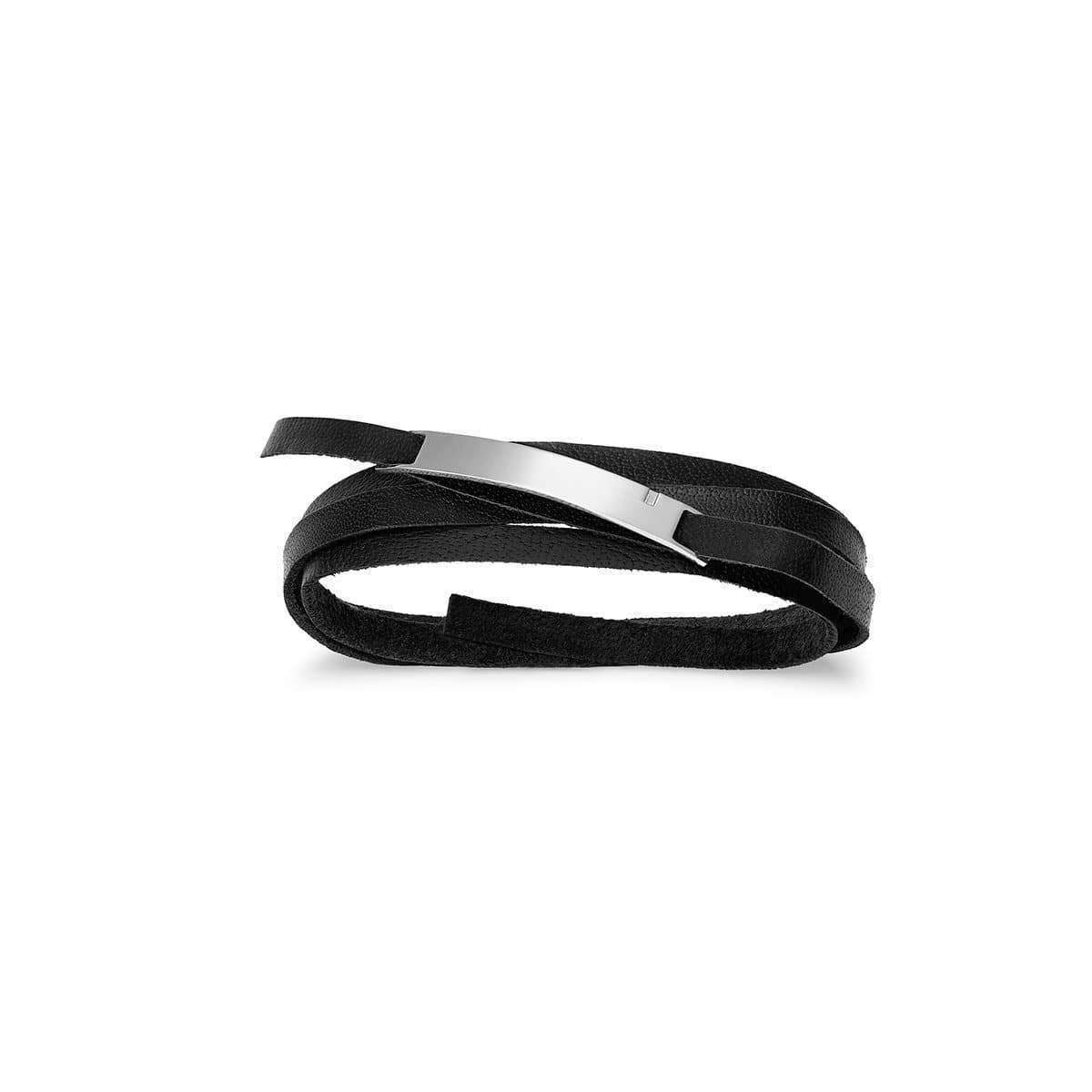 Bracelet personnalisé WITH U, Cuir noir