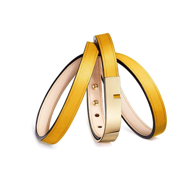 Bracelet jaune en cuir
