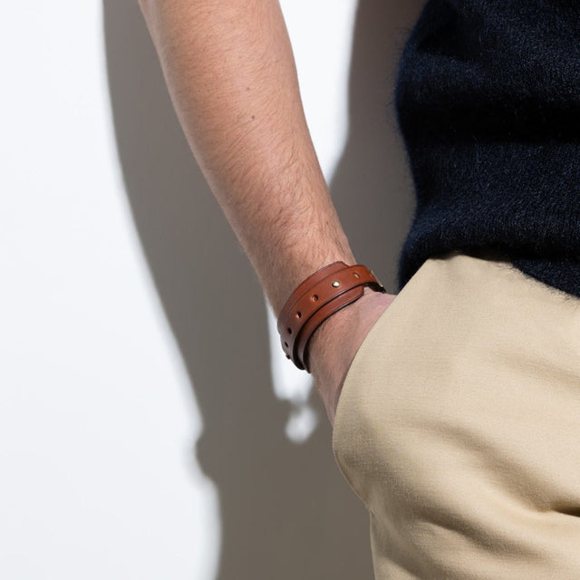 bracelet en cuir marron pour homme