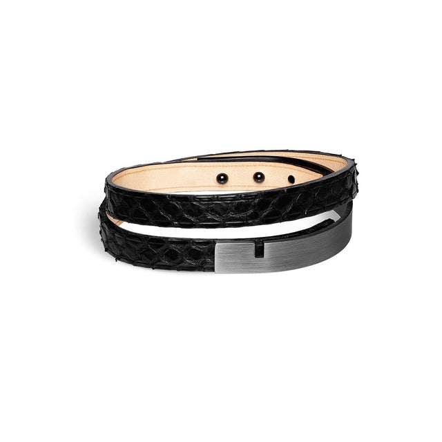 Bracelet cuir homme noir python