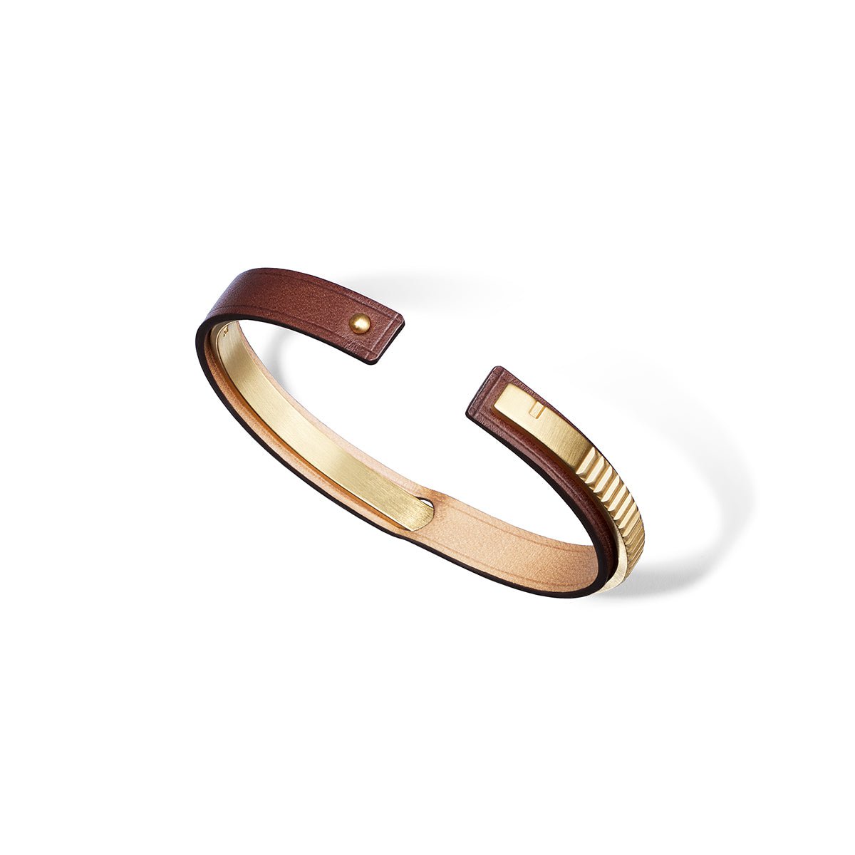 bracelet homme or cuir marron uraeus