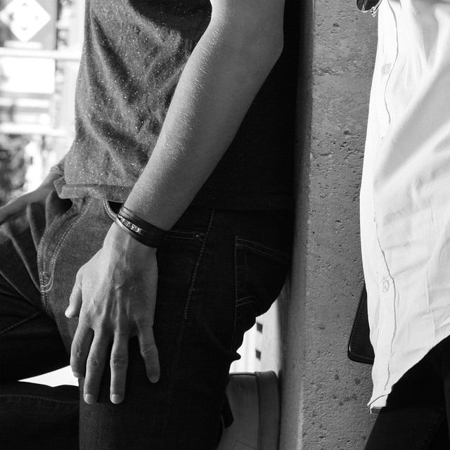 Bracelet LOVE U, Cuir noir