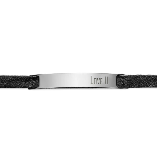 bracelet love you cuir noir