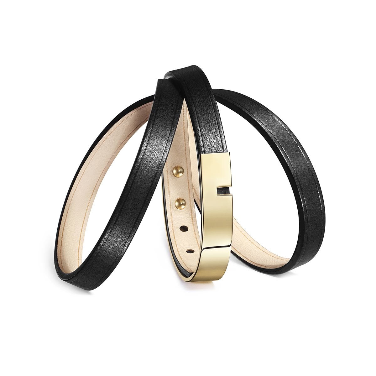 bracelet noir femme or