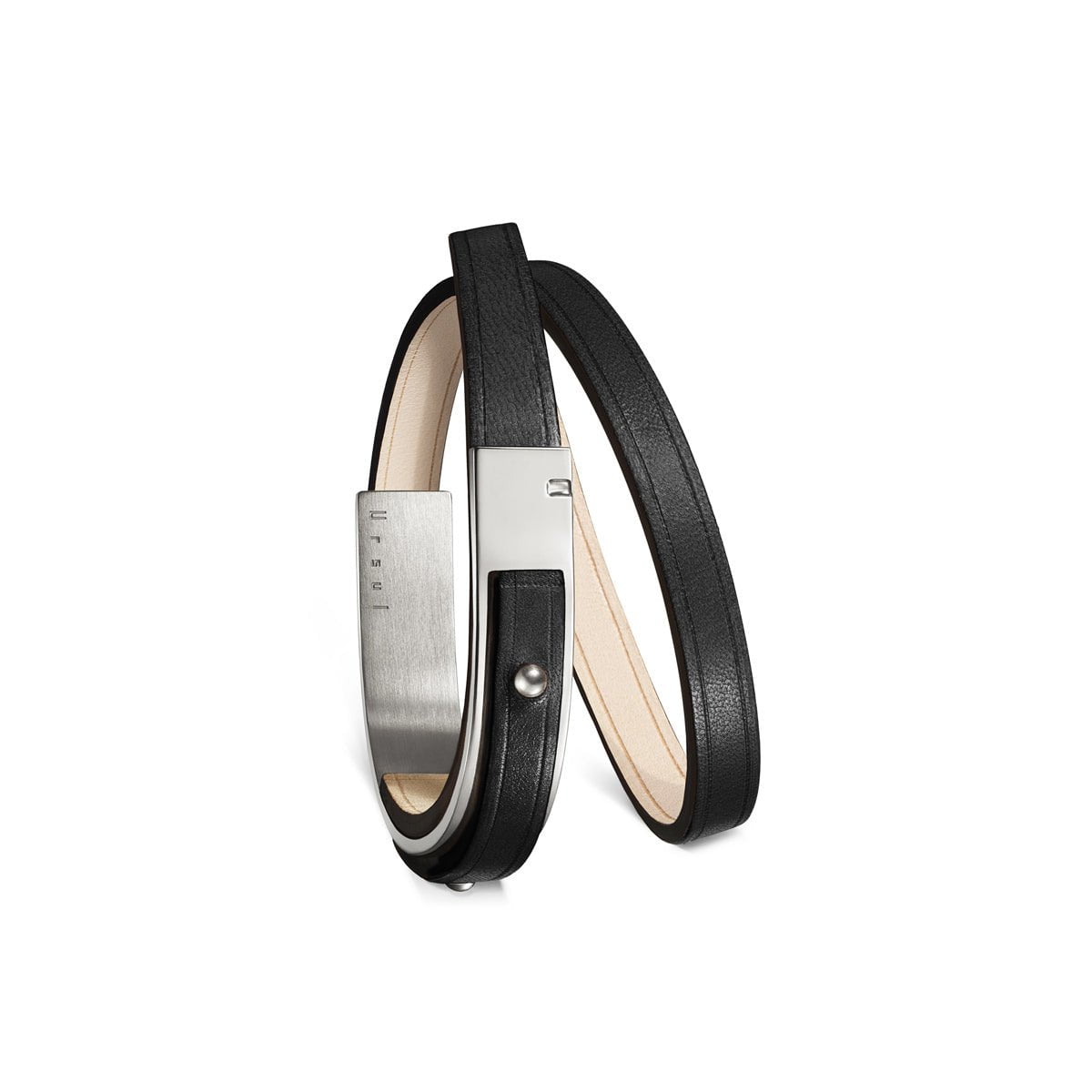 bracelet noir homme argent U'rock