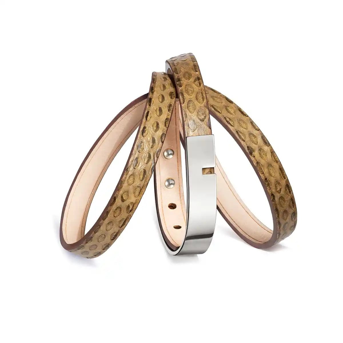 Bracelet cuir python naturel | U'TURN TRIPLE