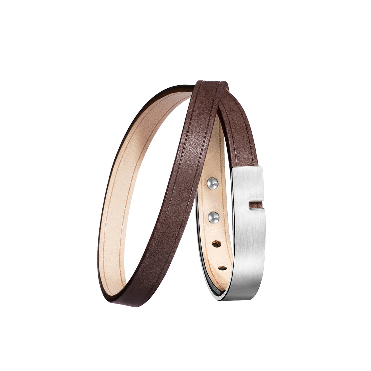 packshot bracelet  homme marron double argent ursul