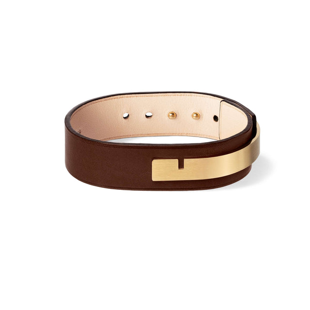 bracelet large cuir or marron