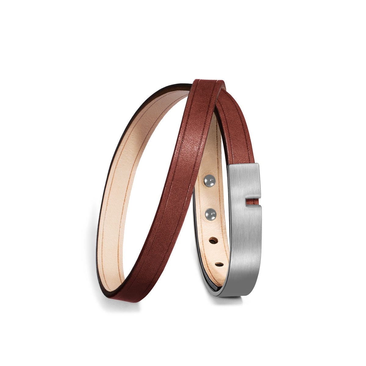 Bracelet cuir  marron double | U-TURN TWICE