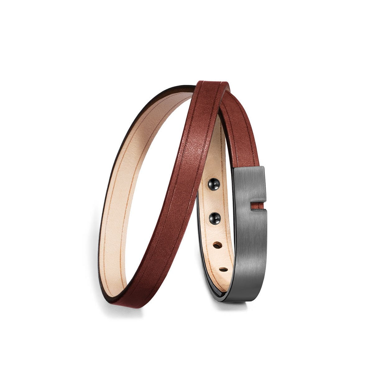 Bracelet cuir  marron double | U-TURN TWICE