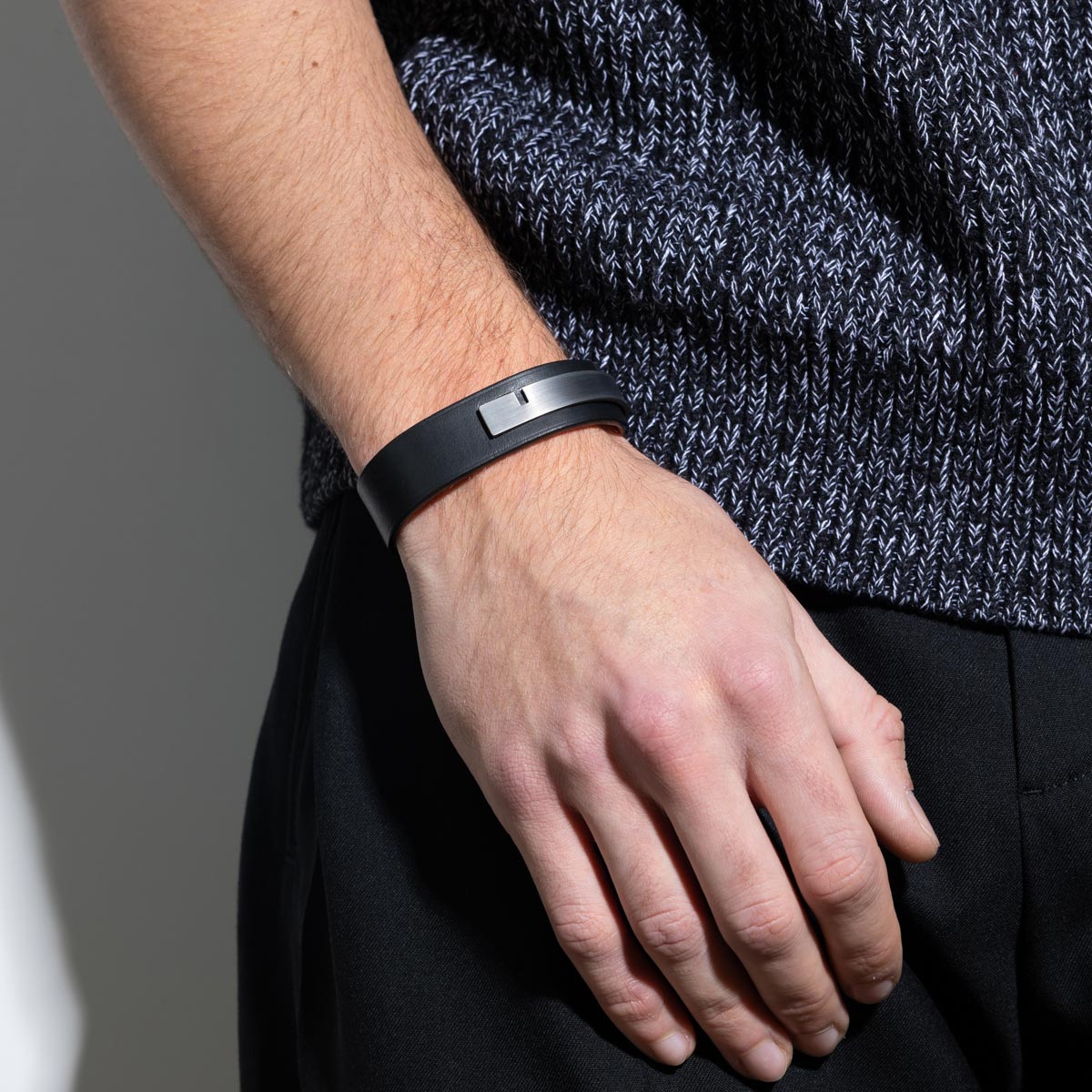 bracelet cuir homme noir large u'turn homme