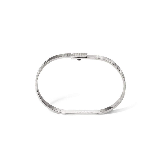 Vue du profil ovoïde du jonc Saturne.X argent motif guilloché Ursul